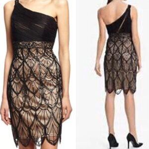 Sue Wong Disney Signature One shoulder beaded dress Size 8 BLACK